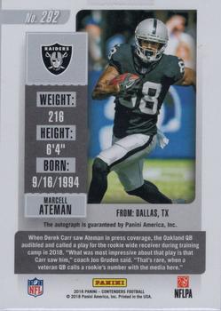 2018 Panini Contenders #292 Marcell Ateman Back