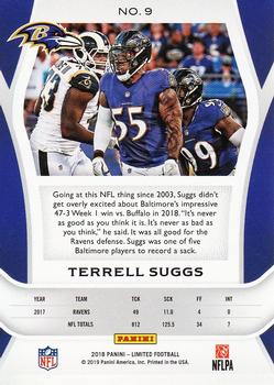 2018 Panini Limited #9 Terrell Suggs Back