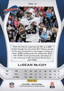 2018 Panini Limited #11 LeSean McCoy Back