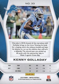 2018 Panini Limited #33 Kenny Golladay Back