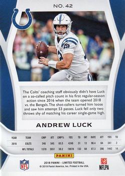 2018 Panini Limited #42 Andrew Luck Back