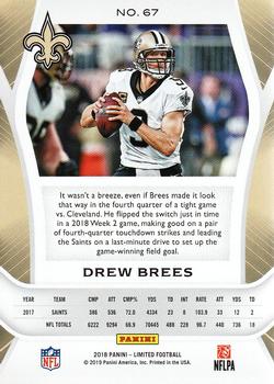 2018 Panini Limited #67 Drew Brees Back