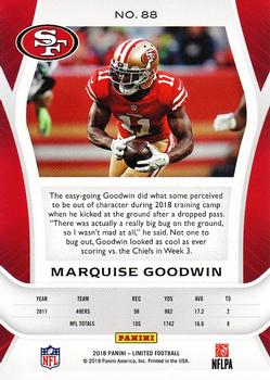 2018 Panini Limited #88 Marquise Goodwin Back