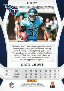 2018 Panini Limited #97 Dion Lewis Back