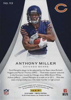 2018 Panini Limited #113 Anthony Miller Back