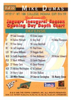 1994 Stadium Club - Expansion Team Jacksonville Jaguars Exchange #3 Mike Dumas Back