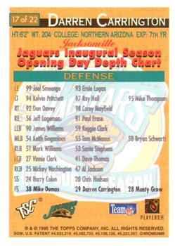 1994 Stadium Club - Expansion Team Jacksonville Jaguars Exchange #17 Darren Carrington Back