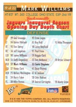 1994 Stadium Club - Expansion Team Jacksonville Jaguars Exchange #19 Mark Williams Back