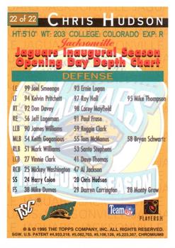 1994 Stadium Club - Expansion Team Jacksonville Jaguars Exchange #22 Chris Hudson Back