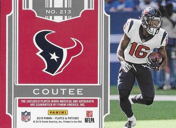 2018 Panini Plates & Patches #213 Keke Coutee Back