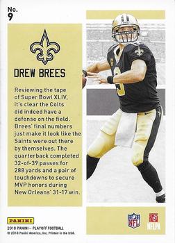 2018 Panini Playoff - Playoff Heroes #9 Drew Brees Back