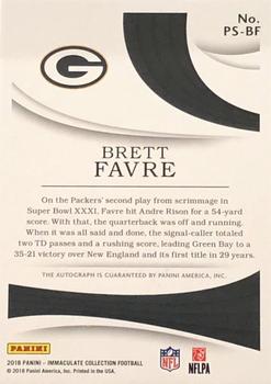 2018 Panini Immaculate Collection - Immaculate Post Seasons Signatures #PS-BF Brett Favre Back