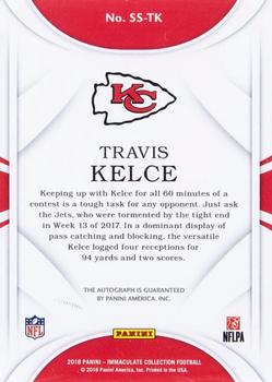 2018 Panini Immaculate Collection - Immaculate Shadowbox Signatures #SS-TK Travis Kelce Back