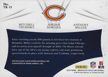2018 Panini Immaculate Collection - Immaculate Triple Prime Platinum #TR-11 Jordan Howard / Mitchell Trubisky / Anthony Miller Back
