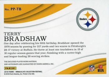 2018 Panini Immaculate Collection - Premium Patch Autographs #PP-TB Terry Bradshaw Back