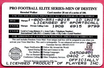1997 Destiny Telecom Pro Football Elite Series Men of Destiny #28 Herschel Walker Back