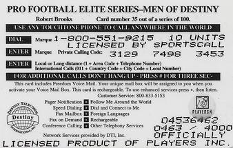 1997 Destiny Telecom Pro Football Elite Series Men of Destiny #35 Robert Brooks Back