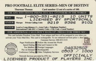 1997 Destiny Telecom Pro Football Elite Series Men of Destiny - Gold Series #12 Thurman Thomas Back