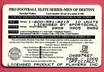 1997 Destiny Telecom Pro Football Elite Series Men of Destiny - Gold Series #28 Herschel Walker Back