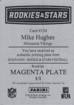2018 Panini Rookies & Stars - Rookies Longevity Signatures Printing Plates Magenta #154 Mike Hughes Back