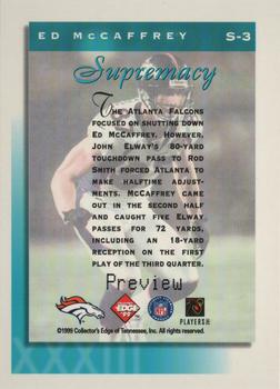 1999 Collector's Edge Supreme - Supremacy Previews #S-3 Ed McCaffrey Back