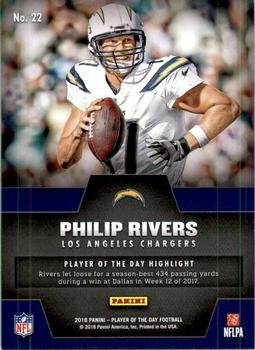 2018 Panini Player of the Day #22 Philip Rivers Back