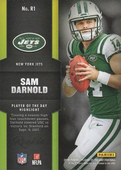 2018 Panini Player of the Day: Rookie Player of the Day #R1 Sam Darnold Back