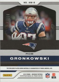 2018 Panini Obsidian - Atomic Material Relics Electric Etch Green #AM-8 Rob Gronkowski Back