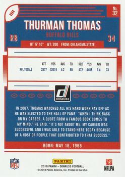 2018 Donruss - Press Proof Bronze #32 Thurman Thomas Back