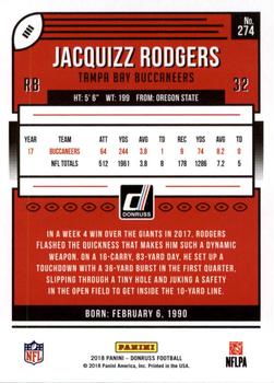 2018 Donruss - Press Proof Bronze #274 Jacquizz Rodgers Back