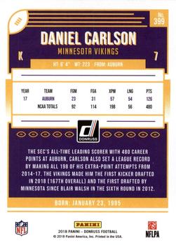 2018 Donruss - Press Proof Bronze #399 Daniel Carlson Back