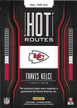 2018 Panini Playbook - Hot Routes Relics #HR-22 Travis Kelce Back