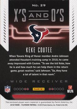 2018 Panini Playbook - X's and O's Jerseys #29 Keke Coutee Back