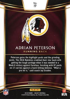 2018 Panini Select #19 Adrian Peterson Back