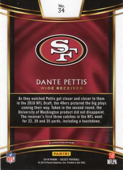 2018 Panini Select #34 Dante Pettis Back