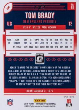 2018 Donruss Optic - Gold Vinyl #65 Tom Brady Back