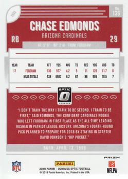 2018 Donruss Optic - Holo #136 Chase Edmonds Back