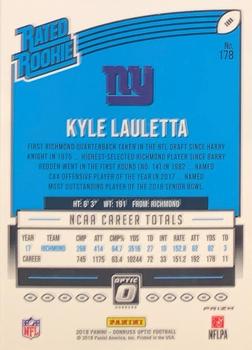 2018 Donruss Optic - Red and Yellow #178 Kyle Lauletta Back