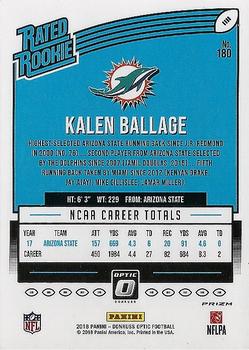 2018 Donruss Optic - Red and Yellow #180 Kalen Ballage Back