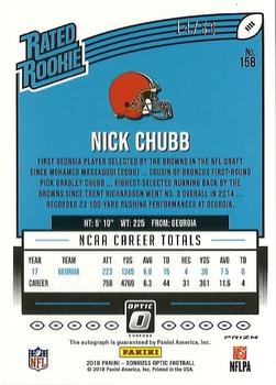 2018 Donruss Optic - Rated Rookies Autographs Red #158 Nick Chubb Back