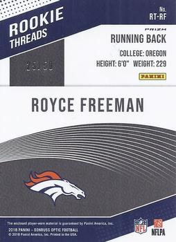 2018 Donruss Optic - Rookie Threads Prime #RT-RF Royce Freeman Back