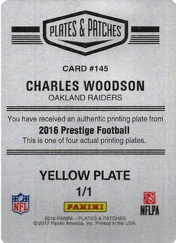 2016 Panini Plates & Patches - 2016 Prestige Printing Plates Yellow #145 Charles Woodson Back