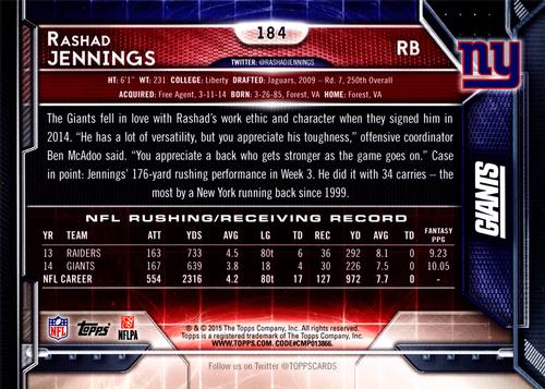 2015 Topps 5x7 - Red 5x7 #184 Rashad Jennings Back