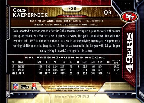 2015 Topps 5x7 - Red 5x7 #238 Colin Kaepernick Back
