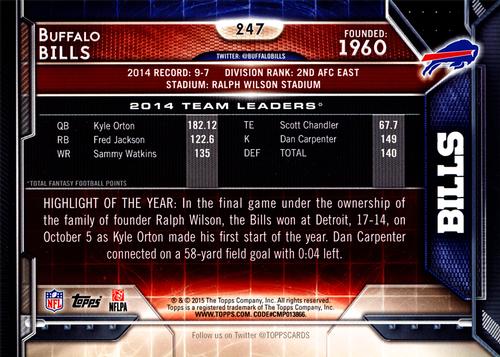 2015 Topps 5x7 - Red 5x7 #247 Buffalo Bills Back