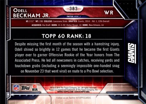 2015 Topps 5x7 - Red 5x7 #383 Odell Beckham Jr. Back