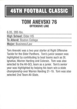 2003 Big 33 Ohio High School #NNO Tom Anevski Back