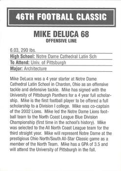 2003 Big 33 Ohio High School #NNO Mike DeLuca Back
