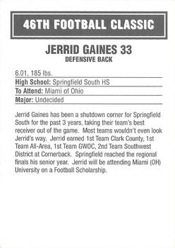 2003 Big 33 Ohio High School #NNO Jerrid Gaines Back