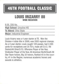 2003 Big 33 Ohio High School #NNO Louis Irizarry Back